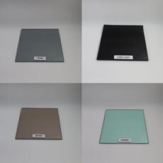 Gekleurd glas samples grijs, brons, dark grey en groen